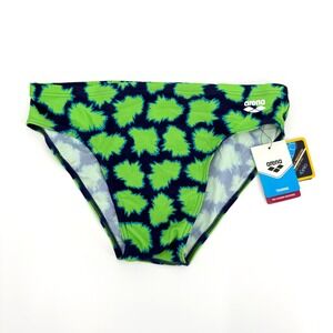 Arena Training M POW Brief F Leaf Green Navy Blue Swim Bottoms Size 40 NWT